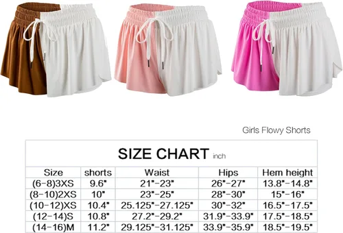 Vista 2 de Pantalones cortos atléticos fluidos para adolescentes, gimnasio, yoga, entrenamiento, correr, faldas de mariposa, lindas prendas de moda de verano