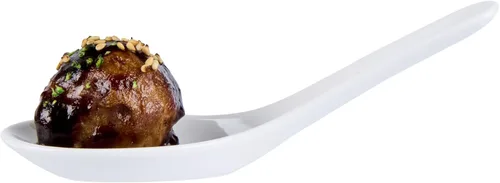 Vista 15 de Restaurantware Cuchara de degustación asiática de 4.9 pulgadas: aperitivo de porcelana blanca y cuchara de sopa - Perfecto para eventos de catering
