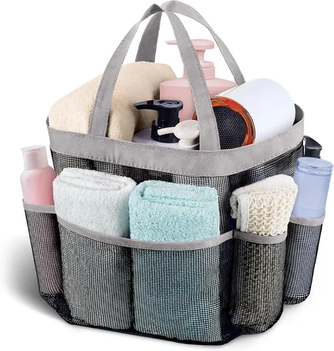 Vista 17 de Attmu Organizador de ducha de malla portátil, de secado rápido, bolsa de ducha colgante para dormitorio universitario, artículos esenciales de gran