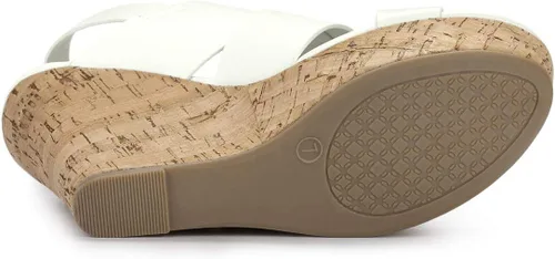 Vista 6 de Allegra K Sandalias de cuña con plataforma de madera para mujer