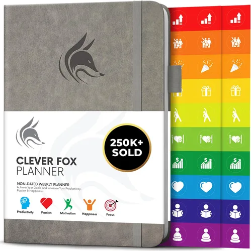 Vista 15 de Clever Fox Planner – Planificador semanal y mensual sin fecha para productividad, manejo del tiempo y objetivos – Diario organizador – A5