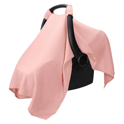 Vista 10 de Comfy Cubs Funda para Asiento de Coche de Bebé - Mezcla Suave y Transpirable de Rayón de Bambú y Algodón Muselina - Toldo Ligero para Protección