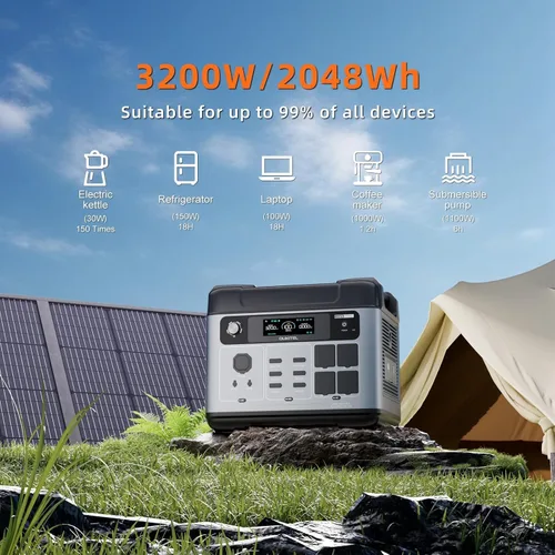 Vista 2 de Estación de energía portátil P2001 Pro, 2048Wh, pico de 6400 W con panel