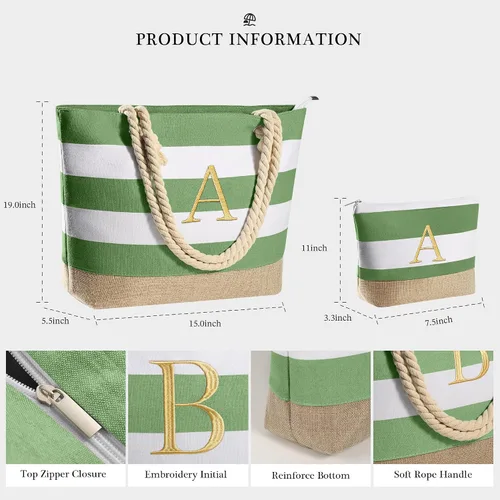 Vista 24 de YOOLIFE Bolsas de playa para mujer, bolsa de lona de viaje, bolsa impermeable para piscina, artículos esenciales de viaje, regalos para mujeres