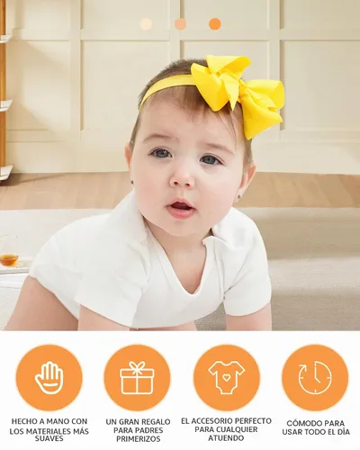Vista 7 de jollybows 40 piezas Diademas con Lazos de Cinta Grosgrain para Bebés Niñas 4" Banda Elástica para el Cabello Accesorios para el Cabello para Bebés