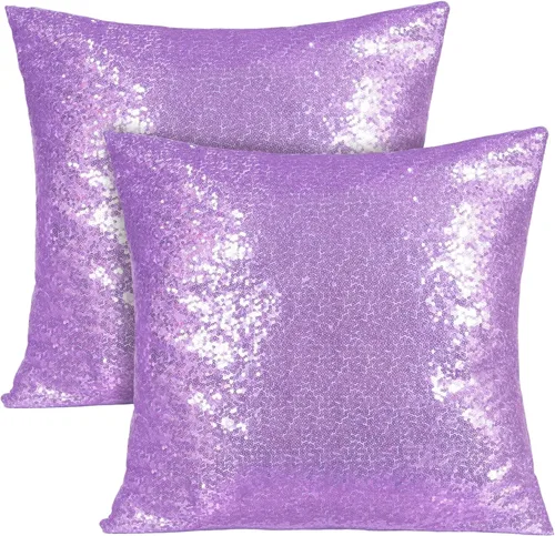 Vista 8 de Poise3EHome - Juego de 2 fundas de almohada de lentejuelas rojas, 18 x 18 Rojo