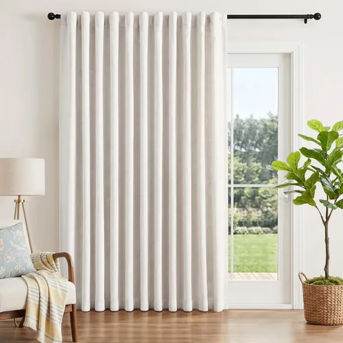 Vista 15 de INOVADAY Cortinas 100% opacas de 63 pulgadas de largo, juego de 2 paneles de lino con pestaña trasera, bolsillo para barra, cortinas opacas