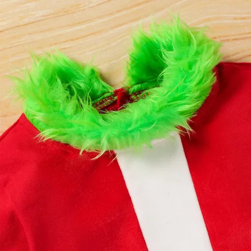 Vista 3 de Sinhoon Disfraz de Navidad para bebé niño y niña que robó traje de Grinchmas divertido verde y rojo Santa Grinch ropa y pantalones de forro polar