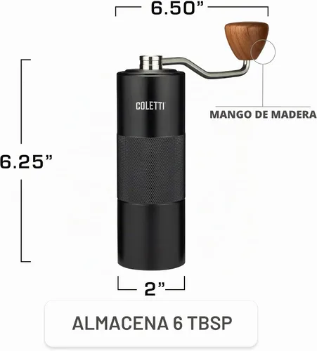 Vista 4 de COLETTI Molinillo de café manual Crag – Molinillo de café manual – Molinillo de mano de precisión de fresas CNC, resistente para viajes, camping