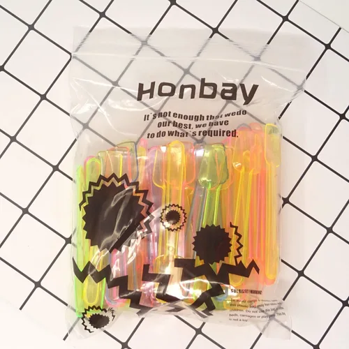 Vista 6 de Honbay 100 mini cucharas de plástico de 3.74 pulgadas de colores surtidos, perfectas para degustar muestras o pruebas de sabor, postres congelados