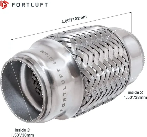 Vista 2 de FORTLUFT Tapas estándar de conector flexible de escape de acero inoxidable 1.50 x 4.00 pulgadas/38 x 102 mm