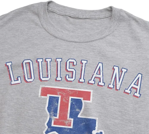 Vista 2 de Louisiana Tech University Classic Distressed Logo Unisex Adulto Heather Slim Fit Camiseta