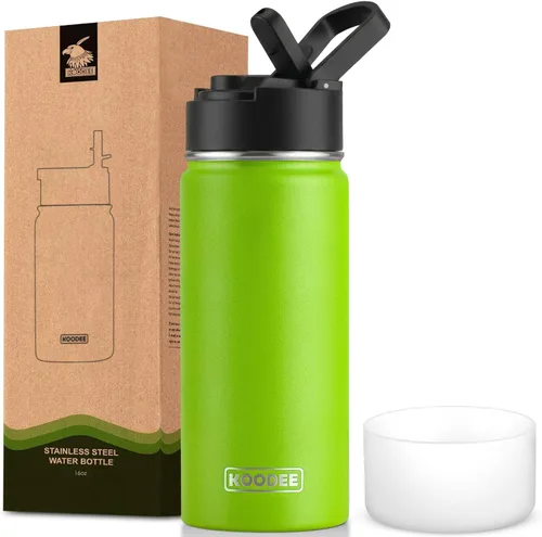 Vista 59 de koodee Botella de agua para niños, botella de agua de acero inoxidable de 12 onzas con aislamiento al vacío para la escuela, botella de agua de boca