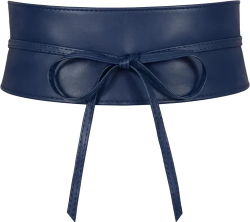 Vista 13 de JASGOOD Cinturón de cuero estilo Obi para mujer, cinturón ancho cruzado Negro
