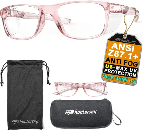 Vista 12 de HTS HUNTERSKY TR90NZZ - Lentes de seguridad con escudo lateral, tamaño pequeño, para mujeres y hombres, ANSI Z87, anti niebla, resistentes a