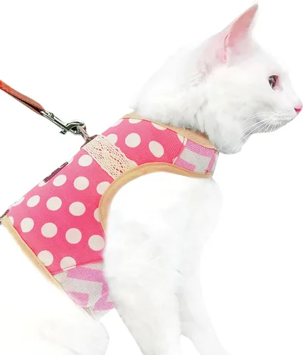 Vista 33 de Arnés de gato con correa, ajustable para gatos, chaleco acolchado para gatos, Black Plaid
