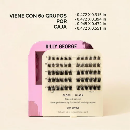 Vista 7 de Silly George Pestañas Pop-On – racimos de pestañas postizas prepegadas de 1 paso para bricolaje, extensiones de aspecto natural, Negro - Bloom