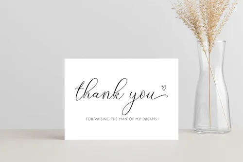 Vista 4 de Tarjeta de felicitación para el día de la boda con texto en inglés "Thank You For Raising The Man Of My Dreams