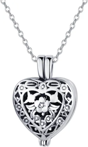 Vista 2 de Collar de urna de corazón para cenizas, cremación, joyería conmemorativa, soporte que se puede abrir, colgante para familia, madre, madre, mujer