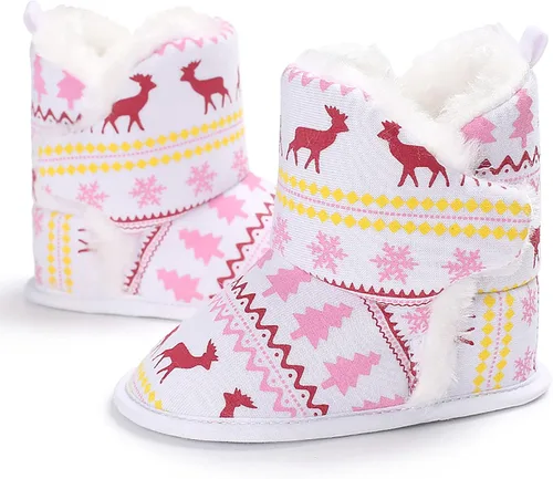 Vista 4 de Infant Snow Boots Newborn Booties Toddler First Walkers Baby Girls Boys Crib Shoes Winter Warm Prewalker Non-Slip Footwear