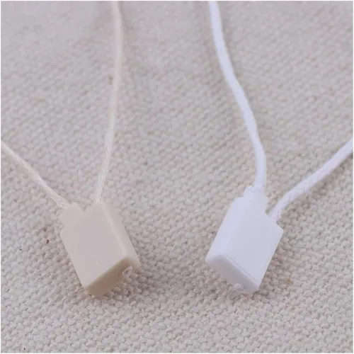 Vista 4 de 600PCPlastic Hang Tag Seal String con Bullet Plug Cera Línea Cable Snap Head Loop Lock Buckle Fashion Bag Price Rope Fasteners(Pure White)