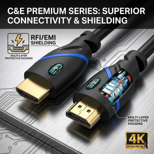 Vista 3 de Cable HDMI de alta velocidad de 75 pies (74.8 ft) macho a macho con Ethernet negro (75 pies/74.8 ft), amplificador de señal integrado, compatible