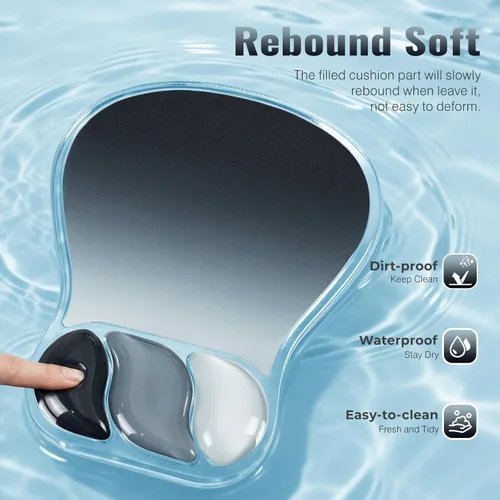 Vista 3 de Ospelelf Juego de alfombrilla de mouse con reposamuñecas de gel ergonómico para teclado, soporte de muñeca con parte inferior de goma