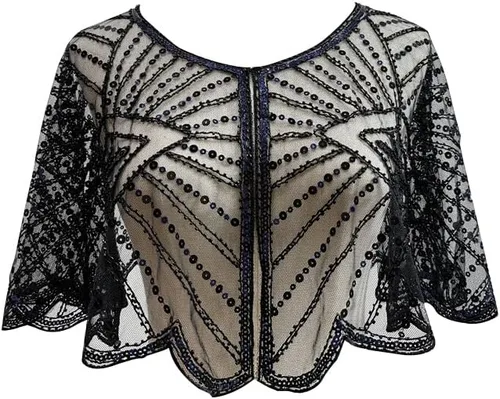 Vista 8 de Specell 1920s Shawl Bridal Shawls Sequin Beaded Shawl And Wraps Bolero Flapper Cover Up For Evening Dresses Wedding Party Etc