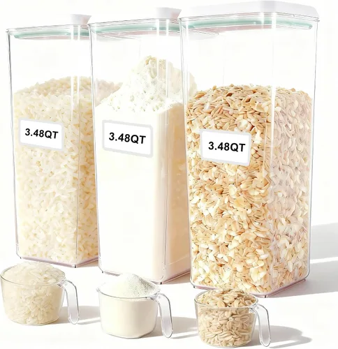 Vista 9 de Cozey - Recipientes apilables para almacenamiento de alimentos diarios con tapas, 6 unidades Airtight Kitchen Pantry Organizers for Snack Candy