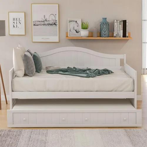 Vista 12 de Harper & Bright Designs Sofá cama individual con cama nido, marco de sofá cama individual de madera para dormitorio, habitación de invitados, sala