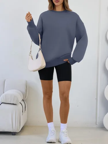 Vista 6 de Trendy Queen - Sudaderas para mujer, sudaderas con capucha de gran tamaño, cuello redondo, suéteres cómodos para otoño e invierno, ropa a la moda