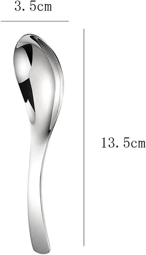 Vista 2 de Cucharas de sopa de 5.3" de acero inoxidable, paquete de 10
