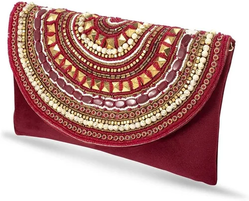 Vista 5 de Aheli Bolsos de mano indios para mujer, bolsos de noche hechos a mano para boda, fiesta nupcial