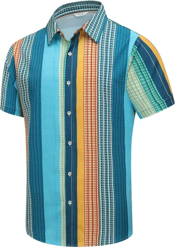 Vista 28 de SheLucki - Camisa hawaiana para hombre, unisex, de manga corta, con botones, para la playa y el verano, ropa casual estampada con sombra de palmas