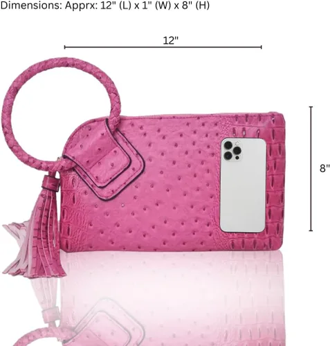Vista 3 de NGIL Mini bolso de pulsera de piel sintética para mujer con borla de flecos, cartera de pulsera para mujer