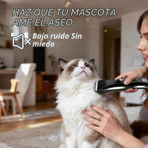 Vista 6 de Cortapelos para perros para aseo, kit de recortador de pelo de mascotas recargable silencioso (negro)