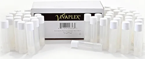 Vista 3 de 50 tubos transparentes y vacíos de 0.18 onzas líquidas con tapas blancas para guardar protectores labiales