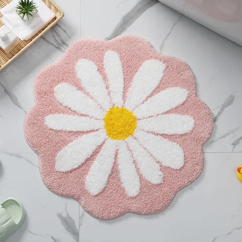 Vista 11 de Bonita alfombra de baño, alfombra antideslizante de absorción de agua, suave, lavable a máquina, para dormitorio, cocina, baño, inodoro, 25.6 x 25.6