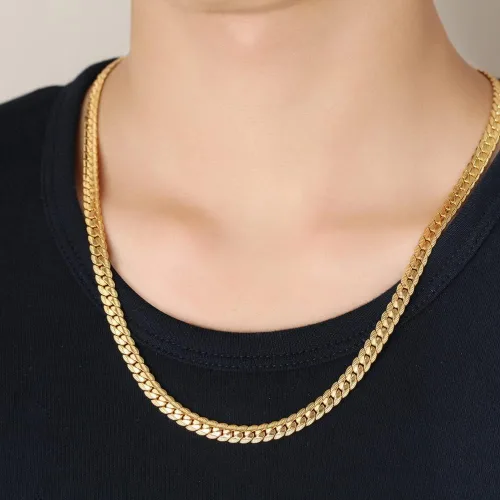 Vista 5 de Cadena de eslabones cubanos para hombres y mujeres de 1820222426 pulgadas, corte de diamante, cadena de cuello de serpiente, cadena gruesa