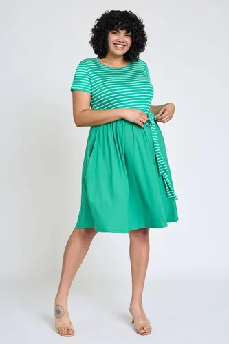 Vista 7 de Eloges - Vestido midi de manga corta en contraste para mujer con bolsillos S-3X Plus