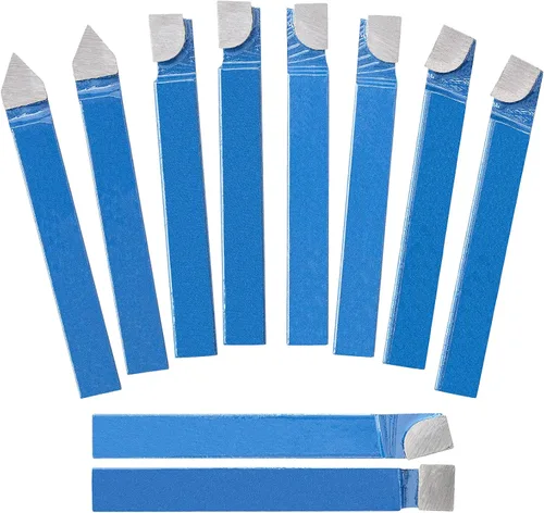 Vista 9 de 10 piezas de herramientas cortadoras de torno de metal de 1/4 de pulgada con punta de carburo, juego de corte de bits C6, para torneado de torno