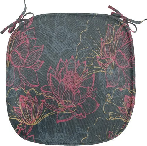 Vista 139 de Ambesonne Cojín de asiento para silla de flores, detalles florales con hojas y remolinos, estampado artístico romántico y vívido y vibrante
