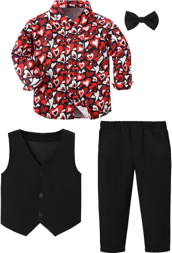 Vista 86 de A&J DESIGN Conjunto de traje de caballero para niños pequeños, 3 piezas, camisas, chaleco y pantalones