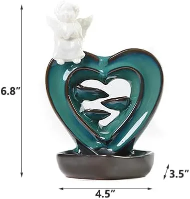 Vista 2 de Boy Angel Love - Soporte para quemador de incienso, cascada, cono de retorno, quemador de cerámica con pinzas, tapete AI001