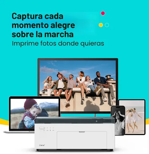 Vista 6 de Liene White M200 - Impresora fotográfica de 4 x 6 pulgadas, edición de batería, impresora de fotos inalámbrica para iPhone Android, impresión por