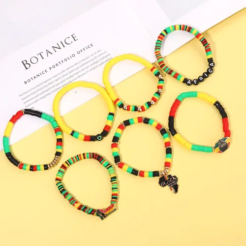 Vista 138 de Surfer Heishi - Pulseras apilables para mujer, apilables, de vinilo arcoíris, disco de arcilla, pulseras elásticas para la amistad, joyería bohemia