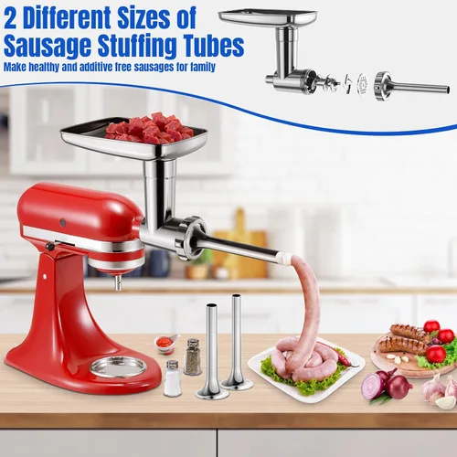 Vista 3 de Accesorios de molinillo de carne de acero inoxidable para mezcladores, molinillo de carne, embutidora de salchichas, accesorio de molinillo
