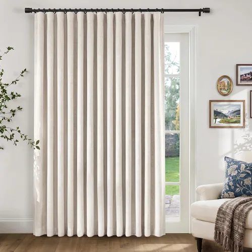Vista 37 de INOVADAY Cortinas térmicas para puerta corredera 100% opacas para dormitorio, cortinas de puerta corrediza de vidrio extra anchas para patio, lino
