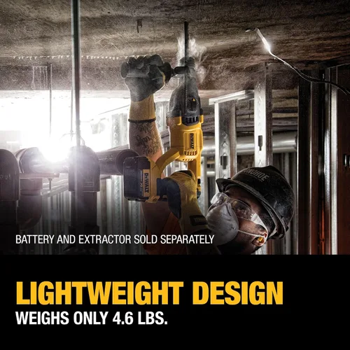 Vista 6 de DEWALT Martillo giratorio inalámbrico de 20 V MAX SDS Plus de 1 pulgada con mango en D, solo herramienta desnuda (DCH133B)
