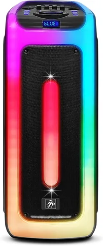 Vista 10 de Fisher Altavoces Bluetooth portátiles, altavoces estéreo, sistema inalámbrico Bluetooth, triángulo cuádruple de 6.5 pulgadas, doble potencia máxima